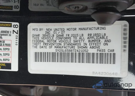 2007 Pontiac Vibe from USA, damaged, VIN 5Y2SL65887Z421052